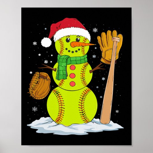 Kerstman Sneeuwpop Softbyll Pitcher Jongens Kinder Poster (Voorkant)