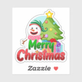 Kerstman sneeuwpop sticker (Vel)