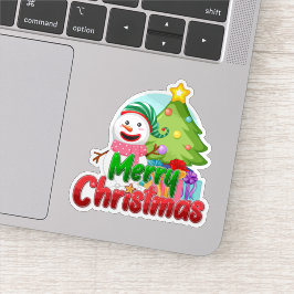 Kerstman sneeuwpop sticker