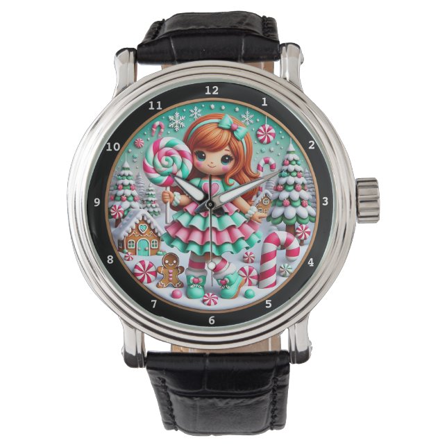 Kerstman Sneeuwpop Vakantie  Horloge (Voorkant)