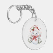 "Kerstman Sneeuwpop Verrukking Acryl Sleutelhanger (Voorkant Links)