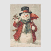 Kerstman sneeuwpop vintage tissuepapier (Voorkant)