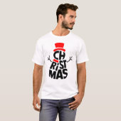 Kerstman Sneeuwpop Woord Kunst T-shirt (Voorkant volledig)
