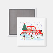 Kerstman sneeuwruimen Sneeuwmannen grap Magneet (Voorkant / Achterkant)