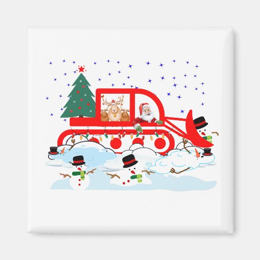 Kerstman sneeuwruimen Sneeuwmannen grap Magneet (Voorkant)