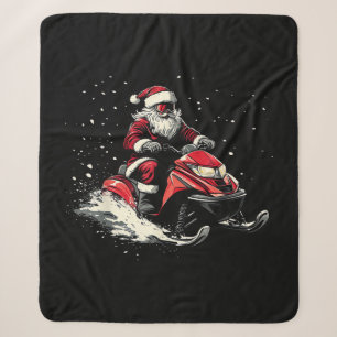 Kerstman Sneeuwscooter Motor Slede Funny Kerstmis Sherpa Deken