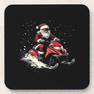 Kerstman Sneeuwscooter Motor Slede Grappige Kerstm Bier Onderzetter