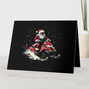 Kerstman Sneeuwscooter Motor Slede Grappige Kerstm Kaart