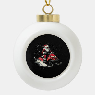 Kerstman Sneeuwscooter Motor Slede Grappige Kerstm Keramische Bal Ornament