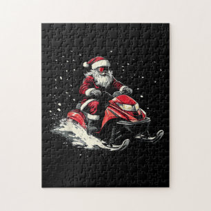 Kerstman Sneeuwscooter Motor Slede Grappige Kerstm Legpuzzel