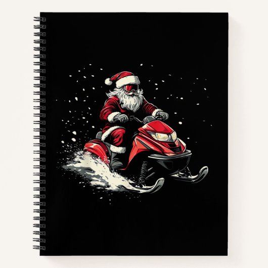 Kerstman Sneeuwscooter Motor Slede Grappige Kerstm Notitieboek (Voorkant)