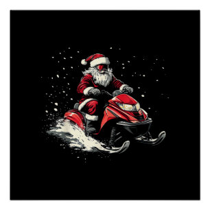 Kerstman Sneeuwscooter Motor Slede Grappige Kerstm Perfect Poster