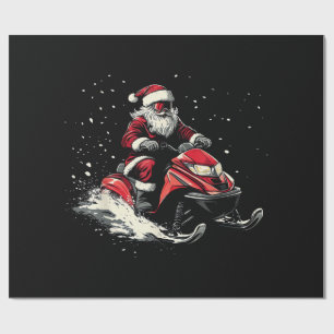 Kerstman Sneeuwscooter Motorslee Fun Kerstfeest Cadeaupapier