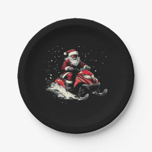 Kerstman Sneeuwscooter Motorslee Fun Kerstmis Papieren Bordje