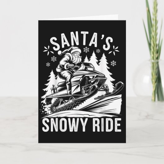 Kerstman Sneeuwscooter Rijden Sneeuwscooter Kerstm Kaart (Voorkant)