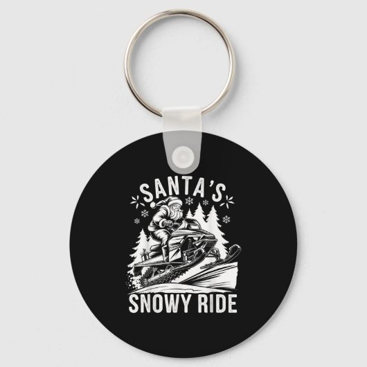Kerstman Sneeuwscooter Rijden Sneeuwscooter Kerstm Sleutelhanger (Voorkant)