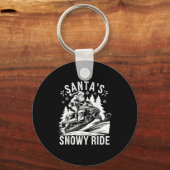 Kerstman Sneeuwscooter Rijden Sneeuwscooter Kerstm Sleutelhanger (Voorkant)