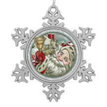 Kerstman Sneeuwvlok Omlijst Ornament Vintage