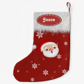 Kerstman Sneeuwvlokken en Witte Bont Kerstkousen Kleine Kerstsok (Achterkant)