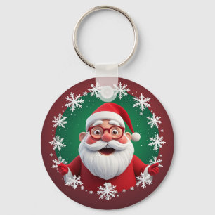 Kerstman Sneeuwvlokken Kerstfeest Cadeau Sleutelhanger