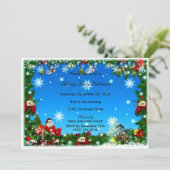 Kerstman Sneeuwvlokken Kerstfeest Uitnodigen Kaart (Staand voorkant)