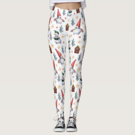 Kerstman Sneeuwvlokken Patroon Kerstmis Leggings