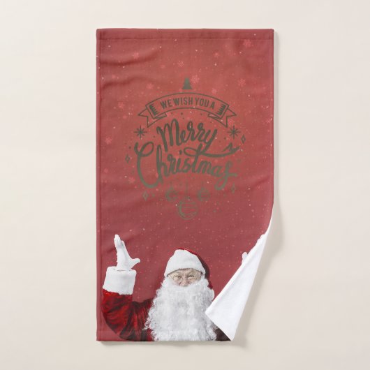 Kerstman,Sneeuwvlokken,Rood Bad Handdoek (Handdoek)