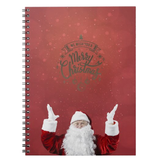 Kerstman,Sneeuwvlokken,Rood Notitieboek (Voorkant)