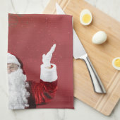 Kerstman,Sneeuwvlokken,Rood Theedoek (Quarter Fold)