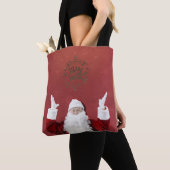 Kerstman,Sneeuwvlokken,Rood Tote Bag (Dichtbij)