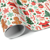 Kerstman Snoepriet Peperkoek Koekjes Cadeaupapier (Rol Hoek)