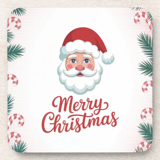Kerstman Snoepstokken Plastic Onderzetter Set (Voorkant)