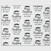 Kerstman snor gepersonaliseerde witte kerst cadeaupapier (Vlak)