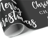 Kerstman snor gepersonaliseerde zwarte kerst cadeaupapier (Rol Hoek)