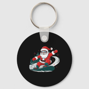Kerstman Snowboarden Fun Kerst Winter Sport Sleutelhanger