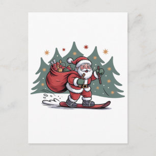 Kerstman Snowboarden Kerstcadeau Snowboarder Feestdagenkaart