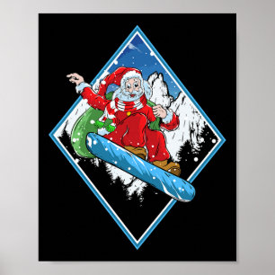Kerstman snowboarden poster