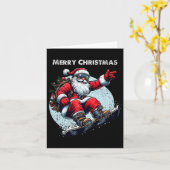 Kerstman Snowboarden Vrolijk Kerstfeest Winter Ho Kaart (Gele Bloem)