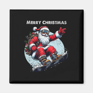 Kerstman Snowboarden Vrolijk Kerstfeest Winter Ho Magneet