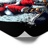 Kerstman Snowboarden Vrolijk Kerstfeest Winter Ho Poster (Hoek)