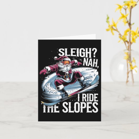 Kerstman Snowboarder Kerst Snowboarden Ik Ride Th Kaart (Gele Bloem)