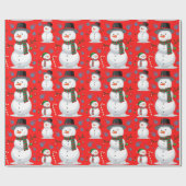 Kerstman, Snowflakes, Candy Cane Red Cadeaupapier (Vlak)