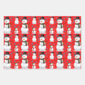 Kerstman, Snowflakes, Candy Cane Red Inpakpapier Vel (Voorkant 3)