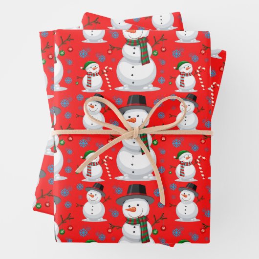 Kerstman, Snowflakes, Candy Cane Red Inpakpapier Vel (In situ)