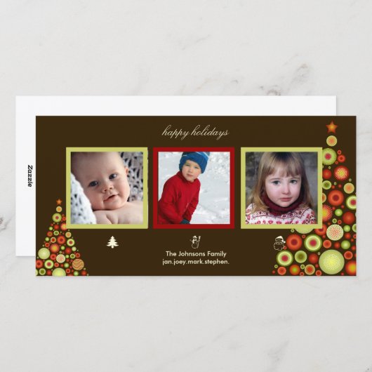 Kerstman, snowman en kerstboomfotokaarten feestdagenkaart (Voorkant / Achterkant)