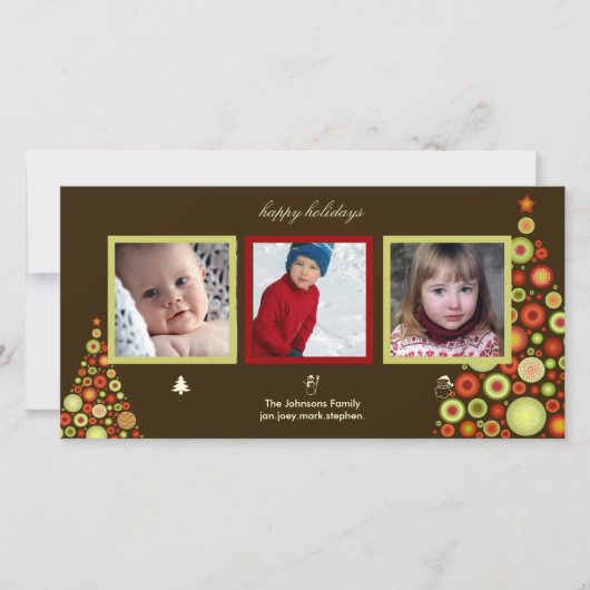 Kerstman, snowman en kerstboomfotokaarten feestdagenkaart (Voorkant)