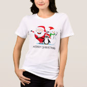 Kerstman Snowman en Pinguïn Tri-Blend Shirt (Voorkant)