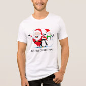 Kerstman Snowman en Pinguïn Tri-Blend Shirt (Voorkant)