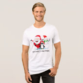 Kerstman Snowman en Pinguïn Tri-Blend Shirt (Voorkant volledig)