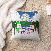 kerstman: 'Snowman Family Cushion' Kussen (Deken)